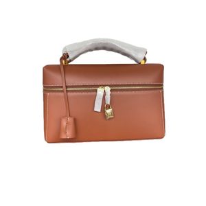 High-end Popular Model Extra Bag Genuine Leather Lunchbox Handbag Shoulder Crossbody Bag Zipper Closure LP19-27 <b>Square</b> Shape - Product Image 5
