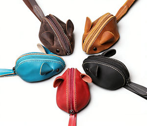 กระเป๋าใส่เหรียญหนังวัวแท้สำหรับเด็ก ลายการ์ตูนหนู  กระเป๋าใส่กุญแจอเนกประสงค์  กระเป๋าเก็บของแบบพกพา - Product Image 1