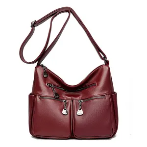 Many Pockets Design Handbags for Female 2022 Casual Leather Shoulder Crossbody Women Shopper Bag Luxury Brand Lady Messenger Bag