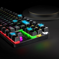 Clavier mécanique de jeu Bajeal noir étanche en métal avec RGB, 87 touches, USB 2.0 filaire, anti-ghosting pour ordinateur de bureau/portable