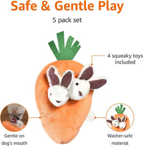 Peluche personnalisée pour chien avec <span class=keywords><strong>lapin</strong></span> et carotte à faire la cache-cache, en tissu super doux, <span class=keywords><strong>orange</strong></span> et blanc, lavable, pour un confort optimal - Product Image 2