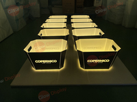 Seau à glace LED en plastique motif losanges, logo personnalisé, rechargeable, lumineux, écologique, pour seau à vin, pour boîte de nuit, bar