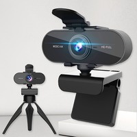 Webcam Komputer Full HD 1080P dengan Mikrofon untuk Panggilan Suara, Konferensi, Kamera Langsung, Penutup Privasi, Penyangga, Game, dan Siaran Langsung