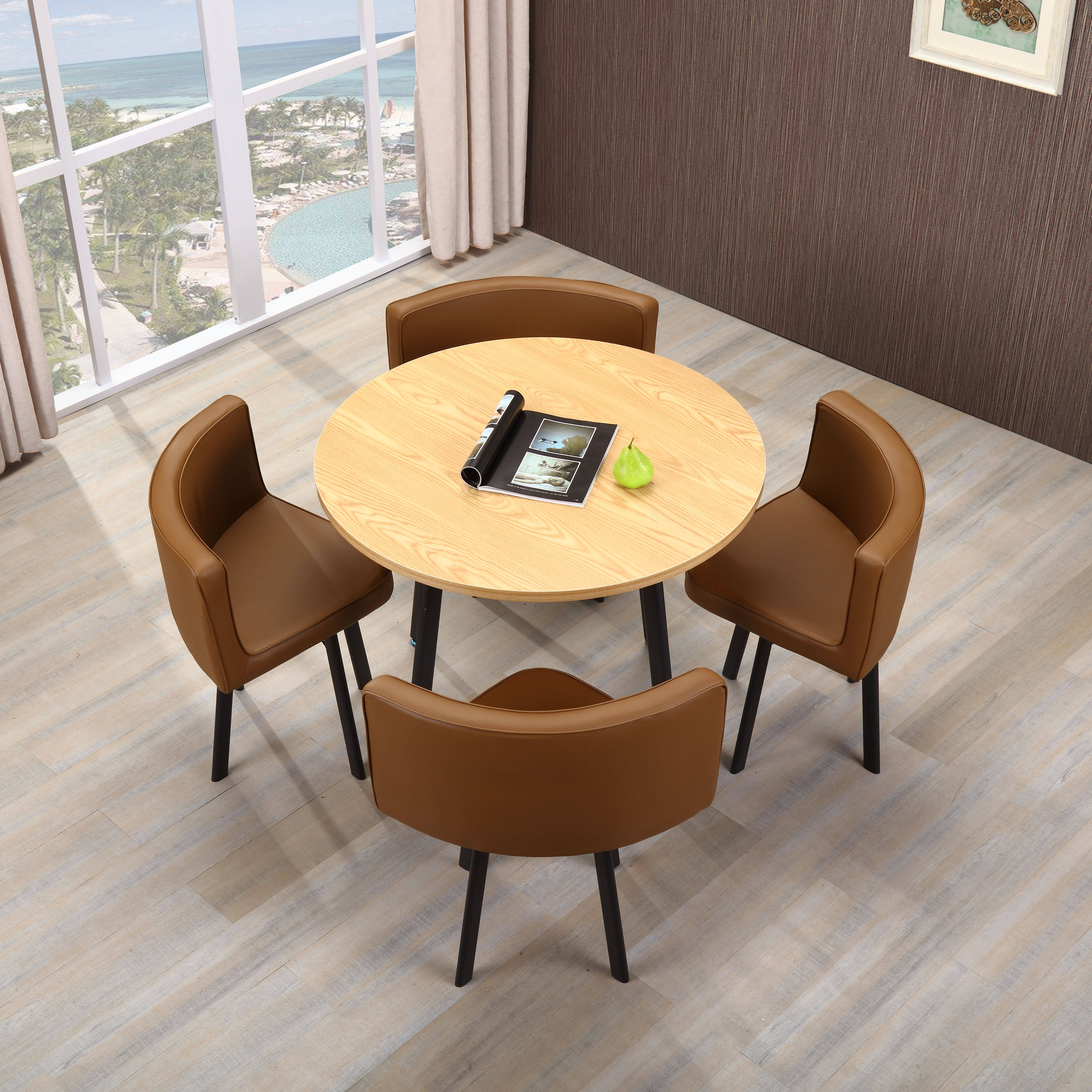 Cerchio curvo d'acqua + pelle marrone