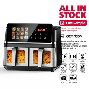 9L Digital Dual Basket Air Fryer with Visual Window 2 Basket Freidora De Aire Oil Free Smart Double Drawer Kitchen Airfryers - Product Image 1