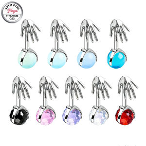 Boucles d'oreilles clous d'oreilles Punk en Titane ASTM-F136, avec Zircon coloré en forme de petites ampoules et griffes de démon, pour piercing hélix, bijoux de corps - Product Image 2