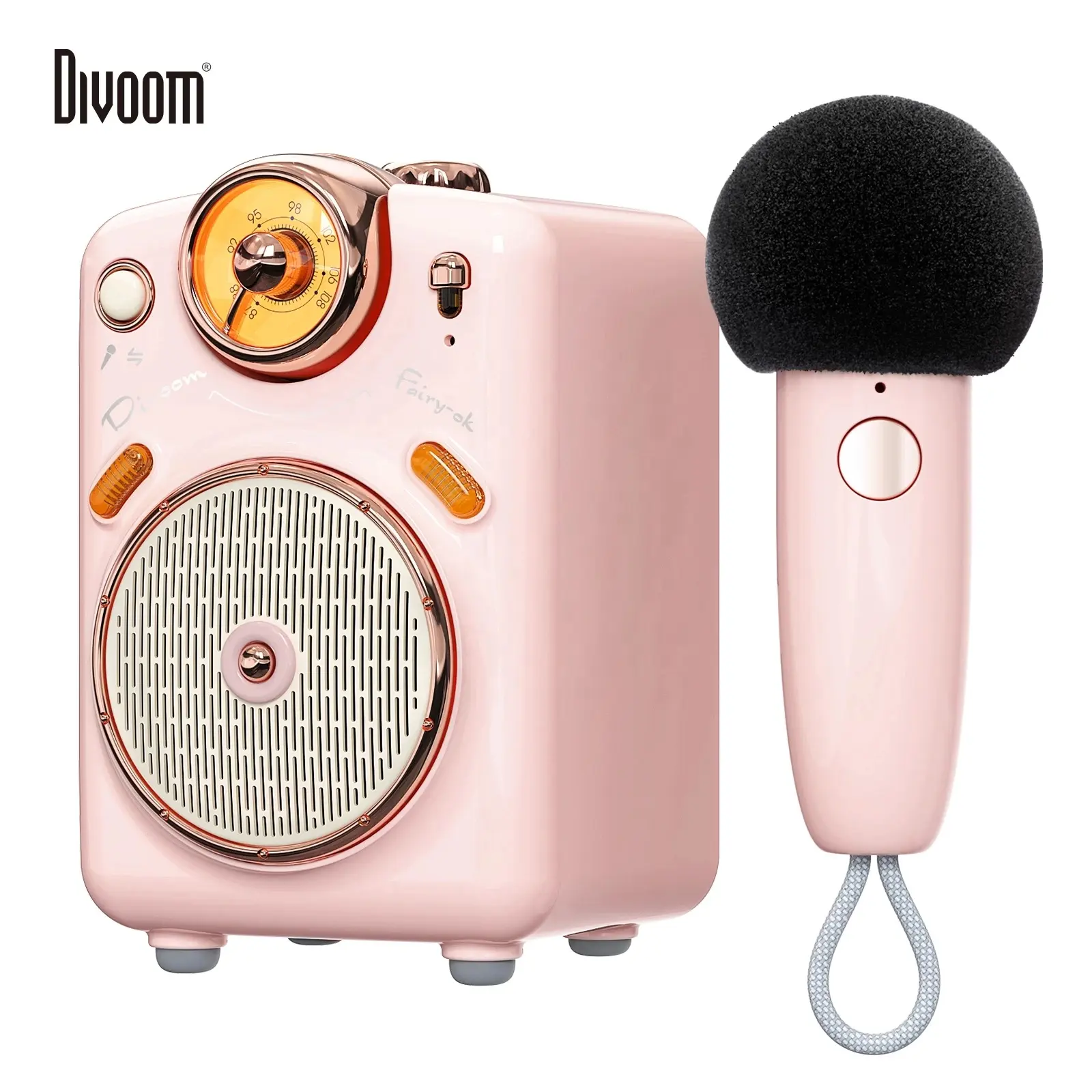 Original Divoom Fairy-OK Portable Blue tooth Speaker with Microphone Karaoke Function with Voice Change, FM Radio, TF Card