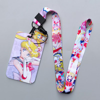 Porta Tarjetas de Plástico con Cordón, Estilo Anime Sailor Moon, para Teléfono, Identificación Laboral, Tarjeta de Comedor, Estudiante
