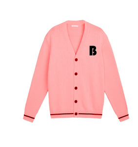 2020 Herbst Winter Herren-<span class=keywords><strong>Cardigan</strong></span> mit individuellem Logo, Langarm, Casual, Rosa und Grün, im Sorority-Buchstaben-Stil, Strickjacke - Product Image 4