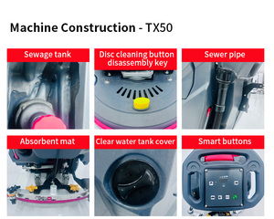 TEBAiS TX50 Hand Push Floor Scrubber Industrial Factory Workshop Shopping Mall Supermarket Property Sweeping Suction <b>Mopping</b> Ind - Product Image 6