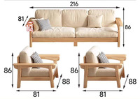 Ensemble de canapés en bois massif de Style nordique moderne minimaliste petit appartement meubles de salon bûche couleur tissu canapé en bois