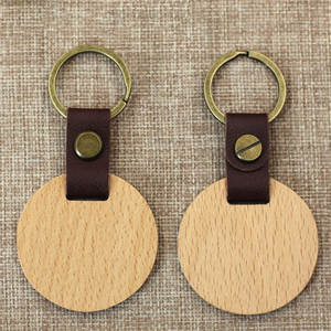 Holz schlüssel bund Schwarzer Walnuss-und vertikaler Buchenleder-Schlüssel ring aus Metall mit laser graviertem Logo-Schlüssel halter - Product Image 2