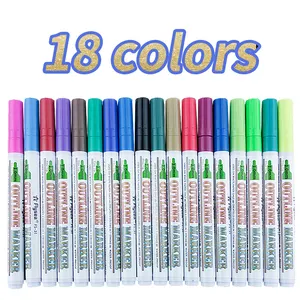 Super Squiggles Outline Markers Set 18 Color Outline Markers Paint Permanent Pen for Writing and Drawing Lines on Paper Gift