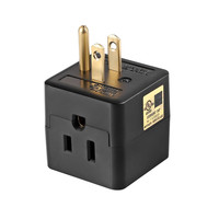 3 Prizli Siyah Duvar Tipi Priz Adaptörü, Topraklı ABD Fişi, 125V 15A, İç Mekan Kullanımı