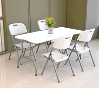 Mesa Plegable de Plástico HDPE Blanca Económica al Por Mayor para Uso en Exteriores, Restaurantes, Fiestas y Jardines