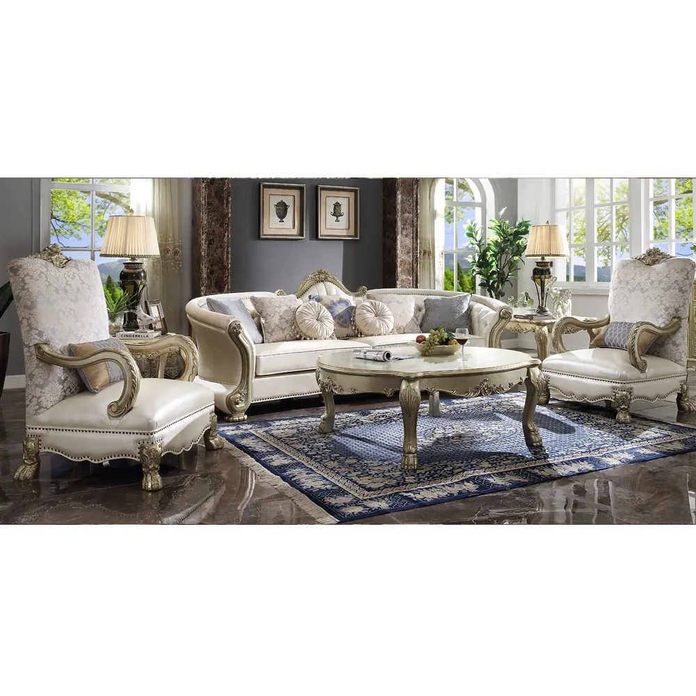 Conjunto de sofá de couro artístico, conjunto de sofá de couro feita à mão com semicírculo para mesa de estar e móveis