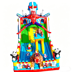 Castillo Inflable Grande con Tobogán, Temática de Dinosaurios Superhéroes, de PVC, para Niños, de Grado Comercial, para Juegos al Aire Libre - Product Image 3