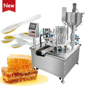 고속 회전식 액체 충전 기계 완전 자동 숟가락 꿀 충전 밀봉 기계