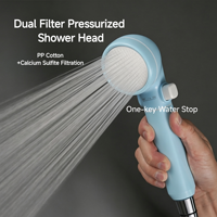 Pommeau de douche pour bébé avec système de filtration double, élimination du chlore et des impuretés, débit d'eau douce avec interrupteur marche/arrêt