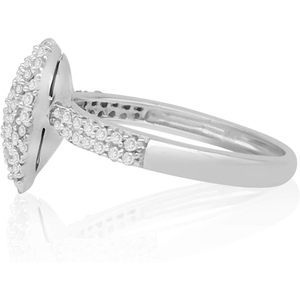 Heart Dome Diamond <b>Ring</b> 0.77 Cttw Round Cut Pave <b>Set</b> Natural White Diamond For Women Engagement Style 925 <b>Silver</b> - Product Image 3