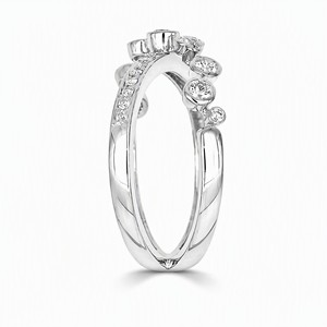 18K White Gold Diamond Pave & Scattered Stone <b>Cross</b> Over <b>Ring</b> Modern Statement Jewelry For Women - Product Image 2