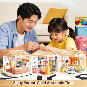 Nouveaux jouets STEM, kit de maison modulaire à toit ouvrant DIY, lumières LED sur le toit, 5 thèmes de magasins, mini-scène empilable, jouet éducatif - Product Image 6