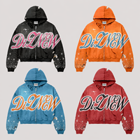 Sudadera con capucha extragrande para hombre DiZNEW, estilo vintage, con pedrería, gráfico degradado, estilo urbano, personalizada OEM, multicolor