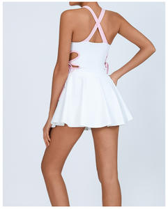 ชุดเทนนิสพร้อมแผ่นรองยกทรงแบบตัดเชือกผูกเอวกระโปรงกีฬากางเกงเย็นกระโปรงโยคะสำหรับผู้หญิง - Product Image 3