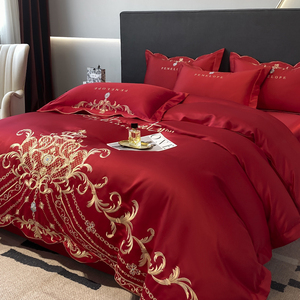 Parure <span class=keywords><strong>de</strong></span> Lit <span class=keywords><strong>Haut</strong></span> <span class=keywords><strong>de</strong></span> <span class=keywords><strong>Gamme</strong></span> Luxe Style Européen En Gros, Housse <span class=keywords><strong>de</strong></span> Couette en Coton Brodé Uni, Ensemble <span class=keywords><strong>de</strong></span> Literie Tissée - Product Image 2