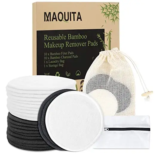 Organic Bamboo Cotton Reusable Makeup Remover Pads Washable Eco-friendly Natural Bamboo Cotton Rounds