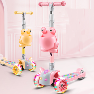 Trottinette pliable multifonction à 3 <span class=keywords><strong>roues</strong></span> pour enfants de 9 ans avec musique et lumière rose, <span class=keywords><strong>roues</strong></span> en PU réglables en hauteur - Product Image 5