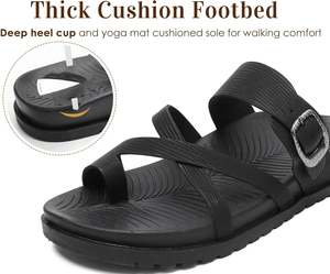 Mode sandales plates à lanières confortable fasciite plantaire soutien de la voûte plantaire été réglable bout ouvert coussin habillé Les Sandales - Product Image 4