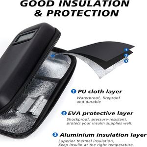 Large Capacity EVA Waterproof Portable <b>Cooler</b> Case Zipper Closure Insulin Pen Temperature Display for Diabetes Storage - Product Image 5