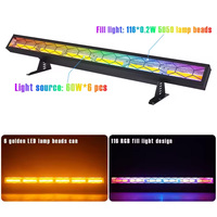 RZ 6x60W  Lumière linéaire LED à effet rétro COB Jaune doré RGB 3IN1 Stroboscope DMX512 Éclairage de scène DJ pour Ktv Party