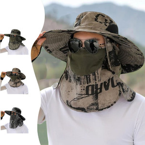 Men's Camouflage Boonie <b>Hat</b> With Detachable Face Mask Foldable Sun Protection Outdoor Fishing Hiking <b>Summer</b> <b>Hat</b> - Product Image 1