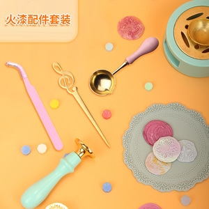 Sealing Wax Accessory Set With Wax Granules Furnace Spoon <b>Stamp</b> Handle Mat Stirring Stick Handmade Craft Supplies - Product Image 1