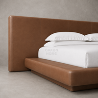 Lit plateforme en cuir sur mesure OAKEN, tête de lit capitonnée extra large, base flottante, mobilier de chambre moderne et luxueux