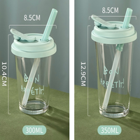 Nouveau Gobelet Moderne 2026 à Couvercle Rabattable, Portable pour Café et Boissons de Bureau, avec Paille Intégrée, en Verre, Idéal pour Offrir