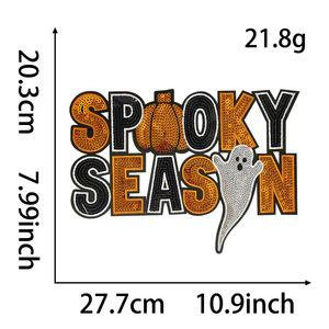 El más nuevo bordado fantasma parche personalizado alfabeto Bowknot calabaza Halloween lentejuelas Chenille parche - Product Image 5