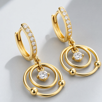 Boucles d'oreilles créoles en argent sterling 925 plaqué or avec zircon certifié, style vintage, pour femme, idéales pour empiler, cadeau, vente en gros