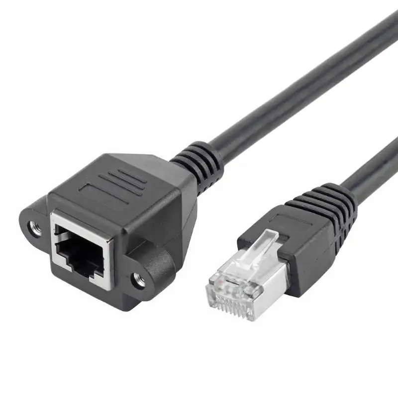 Cable Ethernet RJ45 macho a hembra para montaje en Panel, Cable de extensión Cat5e, cables RJ45 blindados