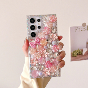 Funda de teléfono móvil DIY de cristal de flor de diamante con purpurina 3D de calidad superior para <span class=keywords><strong>Samsung</strong></span> S25 S24 S23 S22 Plus <span class=keywords><strong>ultra</strong></span> - Product Image 3
