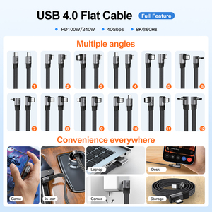 Uniean Bán Buôn <span class=keywords><strong>4.0</strong></span> USB C Cáp Phẳng 240W 100W Loại C Nhanh Chóng Sạc Phẳng Dây 8K Cáp Dữ Liệu Cho Iphone Để <span class=keywords><strong>Android</strong></span> - Product Image 3