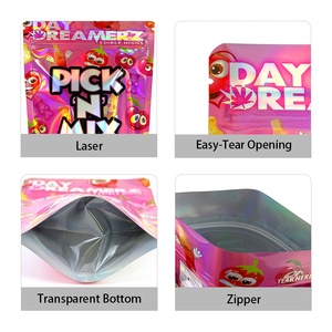 Custom Digital <b>Printing</b> Holographic Resealable Smell Proof Stand Up 3.5g 7g 14g 28g 1oz for Edible Gummies <b>Packaging</b> Mylar Bags - Product Image 3