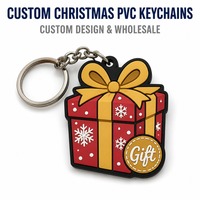 Porte-clés en PVC personnalisé pour boîte cadeau de Noël, usine OEM, vente en gros, en vrac, rouge, or, nœud, flocon de neige, en caoutchouc souple, fabricant