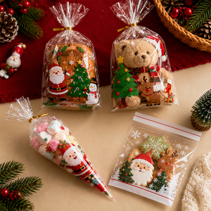 Custom Printed Clear OPP Christmas Candy Bags <strong>Transparent</strong> Gift Treat Packaging Bags with Twist Ties - Product Image 4