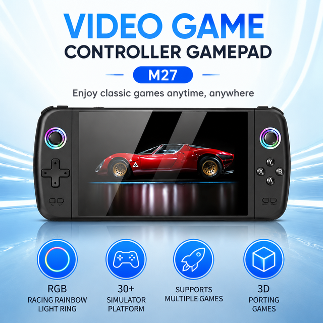 M27 Mini Pocket Size Retro Handheld Game Console Built-in 30+ Simulators Wireless Connection Arcade Game Console for Kid