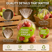 Bolsa de OPP de Grado Alimenticio, Transparente, con Base Reforzada, Perforada, Antivaho, para Empacar Manzanas y Frutas, Resistente a Desgarros