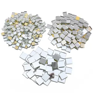 Hot Sale Luxury square diy wall art decor silver foil craft mirror mosaic tile pieces