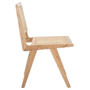 Cadeira de madeira moderna para hotel, almofada de jantar, cadeira de madeira maciça, assento e encosto de vime, cadeira para aluguel de festas e eventos